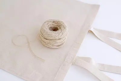 Imagen del producto de Bolsa de algodón sin imprimir, de 38x42 cm, paquete de 5 unidades, con asas largas, ideal para la cocina