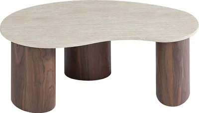 Produktbild von Couchtisch aus MDF - Effekt Travertin beige und natürlich dunkel - ALOZYA