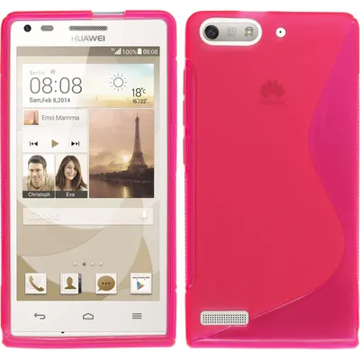 Produktbild von PhoneNatic Case kompatibel mit Huawei Ascend P7 Mini - pink Silikon Hülle S-Style + 2 Schutzfolien