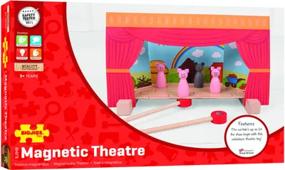 Immagine prodotto di Teatro magnetico in legno BigJigs - teatro delle marionette con figure magnetiche