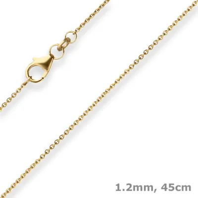 1-2mm-Ankerkette-flach-aus-333-Gelbgold-45cm-mit-Zwischenöse