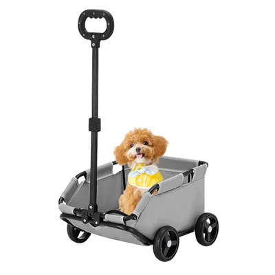 Image de Chariot pour chiens Chariot pliable pour animaux de compagnie pour petits chiens et chats Portable Gris
