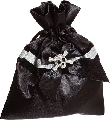 Produktbild von Pirat Piratenbeutel Beutel mit Silbernen Totenkopf Karneval Fasching Halloween
