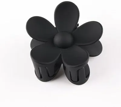 Produktbild von 1 Stück schwarze Blumen-Haarspange, große rutschfeste Kunststoff-Haarspange mit Krallendesign für dünnes und dickes Haar