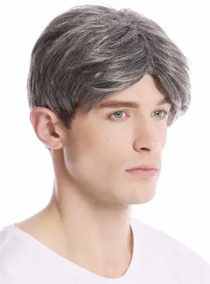 Produktbild von WIG ME UP Herrenperücke kurz Scheitel dunkelgrau grau GFW967-44