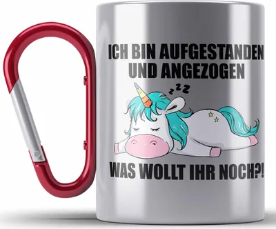 Produktbild von Trendation - Faule Kollegin Geschenk Arbeitskollege Lustige Edelstahl Tasse Karabiner mit Spruch (Rot)