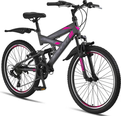 Produktbild von Licorne Bike Strong V Premium Mountainbike,Zoll:24;Farbe:Anthrazit/Rosa