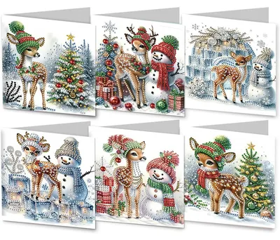 6er-Set 5D Diamond Painting Weihnachtskarten mit Umschlägen
