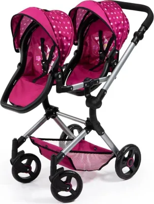 Image de Bayer Design 26267AA Twin doll stroller, poussette pour poupées, réglable en hauteur, pliable, panier à provisions intégré, sac à bandoulière, compatible avec EasyGo