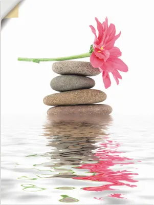 Produktbild von ARTland Wandbild, selbstklebend Zen Spa Steine mit Blumen I Größe: 60x80 cm
