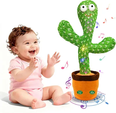 Produktbild von Tanzender Kaktus Spielzeug – 120 Lieder, spricht nach, Aufnahme, leuchtet, Plüsch, batteriebetrieben 3x AA，Spielzeug zur frühkindlichen Bildung – Grün