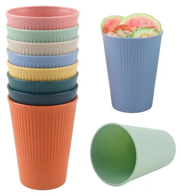 8 wiederverwendbare Trinkbecher, gestreift, 0,32 l, bunt