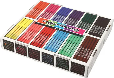 Productafbeelding van Colortime viltstiften, lijndikte: 2 mm, gesorteerde kleuren, 12 sets van 24 stuks.