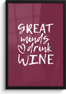 Produktbild von MuchoWow® MuchoWow® Gerahmtes Poster Weinzitat "Große Geister trinken Wein" mit lila Hintergrund 40x60 cm - Poster mit zchwarzem Bilderrahmen - Papierdruck - Wandbilder