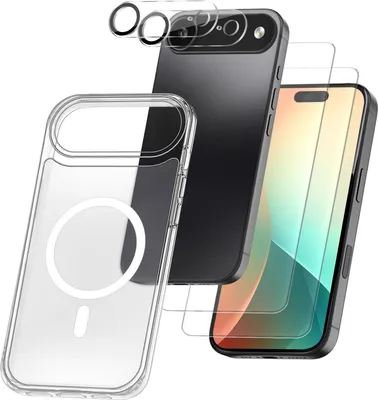 Produktbild von Handy Hülle für Apple iPhone 17 Air Handyhülle mit 2x Display und Kameraglas Magnetring Case Cover Bumper Backcover Schutzhülle Magnethülle Farbe: Matt frosted
