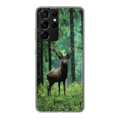 Produktbild von MuchoWow® Handyhülle Schutzhülle Hülle für Samsung Galaxy S21 Ultra Hirsche - Wald - Bäume - Tiere - Natur Silikon Softcase Handy Hülle - Mobiltelefon