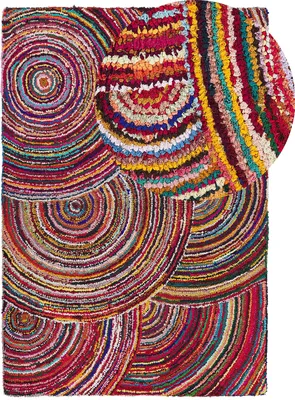 Obrázek produktu pro BELIANI Chlupatý koberec vícebarevná bavlna 160 x 230 cm hluboké hromádky kruhy ručně tkané obdélníkové