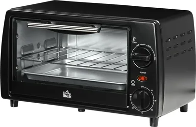 Productafbeelding van Mini oven, 10 liter, 750W. Kleine elektrische oven met een temperatuur tot 230°C. Timer van 60 minuten. Inclusief bakplaat en rooster. Afmetingen: 36,5 x 26 x 22 cm. Kleur: zwart