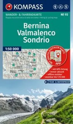 Obrázok produktu pre KOMPASS Wanderkarte 93 Bernina, Valmalenco, Sondrio 1:50 000