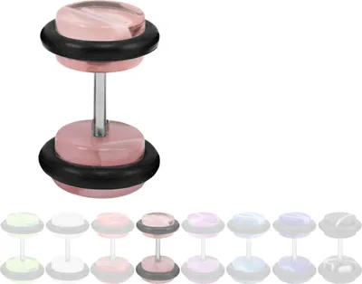 Produktbild von Fake Plug Ohrstecker in Acryl marmoriert Größe - 8 mm Farbe - Pink