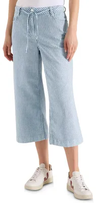 Productafbeelding van Cecil broek met wijde pijpen en strepen, mid-blue wassing, maat 30