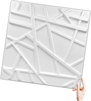 Produktbild von 3D Wandpaneele Weiß 1 Stück / 0,25 m² | Deckenpaneele aus Polystyrol | 50 × 50 cm | Geometrische Dekorplatten | Verdico
