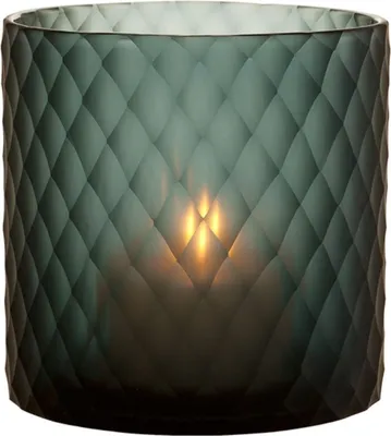 Produktbild von Casa Padrino Glas Teelichthalter / Windlicht Saphirfarben Ø 20 x H. 20 cm - Luxus Teelichthalter mit Diamantenschliff