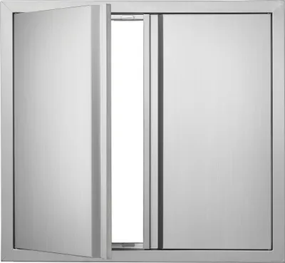 Immagine prodotto di Porta barbecue in acciaio inox 660x610 mm - Doppia porta verticale per cucina esterna - Incasso - Maniglie a scomparsa - per isola barbecue e mobile esterno