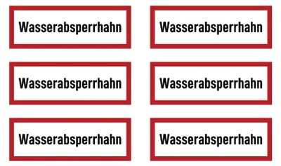 Produktbild von Aufkleber: 37 x 105 mm, 6 Stück - Wasserabsperrvorrichtung - Brandschutzhinweis