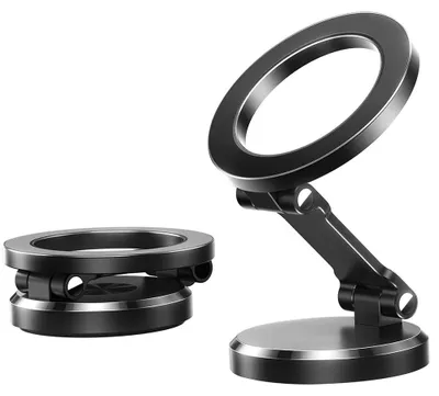 Image de Support Téléphone Magnétique Rotatif Réglable Voiture Bureau Cuisine - Noir
