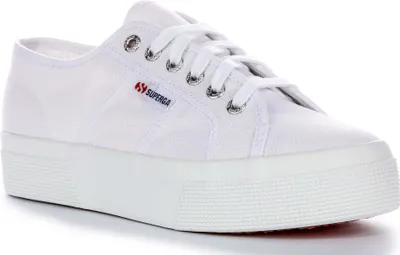 Produktbild von Superga 2740 Platform Leinwand Sneaker in Weiß – 4 Großbritannien - 37 EU - 5M/6.5F US / Weiß