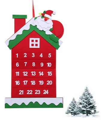 Immagine prodotto di Calendario dell'Avvento in feltro, con 24 tasche da riempire, ideale per bambini