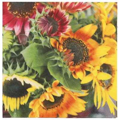 Produktbild von Servietten, 3-lagig 1/4-Falz 33 cm x 33 cm "Sunflower Bouquet"