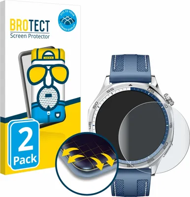 Produktbild von 2x BROTECT Fullscreen Schutzfolie für Huawei Watch GT 5 / GT 5 Pro (46 mm) Displayschutz Folie Fullcover Matt Entspiegelungsfolie