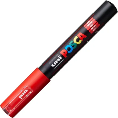 Produktbild von POSCA PC-1MC Rot, Rot, Mehrfarbig, 1 Farben, Extrafein, Tinte auf Wasserbasis, Rundspitze