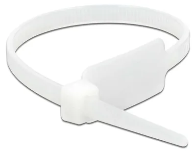 Image de Attache-câbles Delock avec étiquette - 27 cm - blanc (paquet de 10)