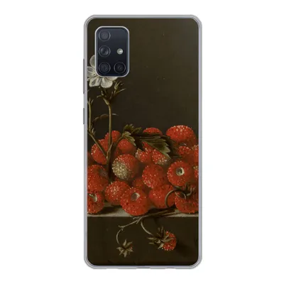 Produktbild von MuchoWow® Handyhülle Schutzhülle Hülle für Samsung Galaxy A71 Stilleben mit Walderdbeeren - Gemälde von Adriaen Coorte Silikon Softcase Handy Hülle - Kartenbesitzer