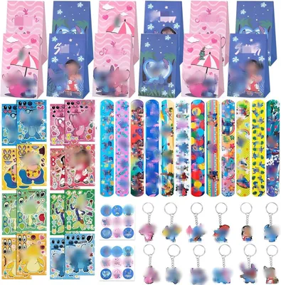 Productafbeelding van Feestcadeautjes voor kinderen - Blauw - Feestcadeautje - Kinderverjaardag - Set gunstspeelgoed met klikarmband - Badge