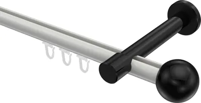 Produktbild von Interdeco Innenlaufstange / Gardinenstange mit Innenlauf Weiß / Schwarz, Typ Prestige Luino (Kugel), 20 mm Ø 1-läufig, 120 cm