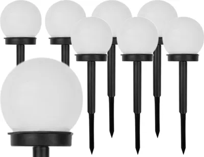 Zdjęcie produktu dla 8x Lampa Wbijana Solarna LED Ogrodowa Kula 10cm IP44 Słupek Lampki Ogrodowe