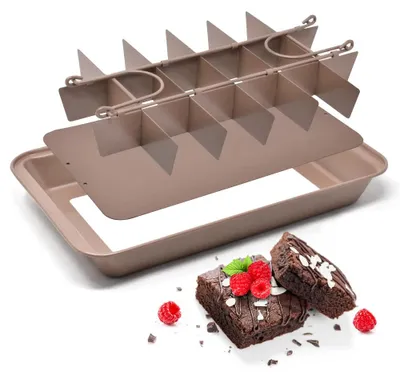 Imagen del producto de Molde para brownies de la marca Joeji, con separadores, para 18 porciones, antiadherente, de acero al carbono