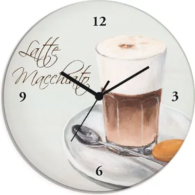 Produktbild von ARTland Glas Wanduhr Quarzuhr - schwarzer Zeiger Latte Macchiato II Größe: 30x30 cm