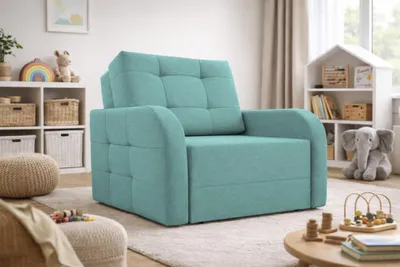 Produktbild von MOEBLO Schlafsessel PORTO 80 – Sofa Sessel Jugendsofa Schlafsofa 1-Sitzer Gästebett mit Schlaffunktion und Bettkasten Kindersofa (BxHxT): 101x90x100 cm - Mintgrün (BRAGI 82)