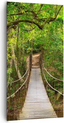 Produktbild von Bild auf Leinwand - Leinwandbild - Fußgängerbrücke Wald Abenteuer - 65x120cm - Wand Bild - Wanddeko - Leinwanddruck - Bilder - Kunstdruck - Wanddekoration - Leinwand bilder - Wandkunst - PA65x120-2678