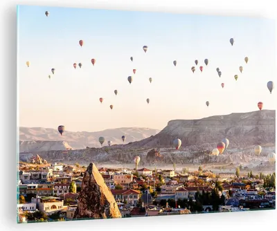 Produktbild von Bilder auf glas - Berge Ballon Flug - 70x50cm - Glasbilder - Wandbilder - Kunstdruck - zum Aufhängen bereit - Wanddekoration aus Glas - Glas Bilder - Wandbild auf Glas - Einteilig - GAA70x50-3997