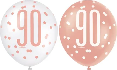 Produktbild von 6 Luftballons roségold Zahl 90