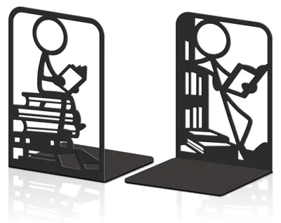 Image de Omgoods - Supports de livres en métal robustes - Supports pour bibliothèque - Antidérapants - Décoration de bibliothèque élégante - Lot de 2 - 11 x 13,5 x 20 cm - Supports de livres