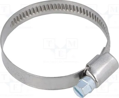 Imagen del producto de 1 abrazadera para manguera: rango de sujeción de 32 a 50 mm, ancho de 9 mm, acero inoxidable AISI 430, modelo D4032. Abrazaderas para mangueras
