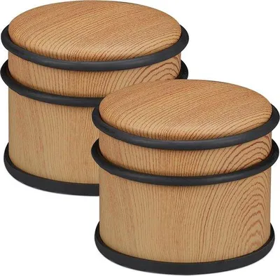 Immagine prodotto di Set di 2 fermaporte pesanti, Ø 95 cm, marrone effetto legno, acciaio inossidabile