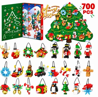 Produktbild von Adventskalender 2026, 24 Baustein-Anhänger, 700 Teile, Weihnachtsdeko